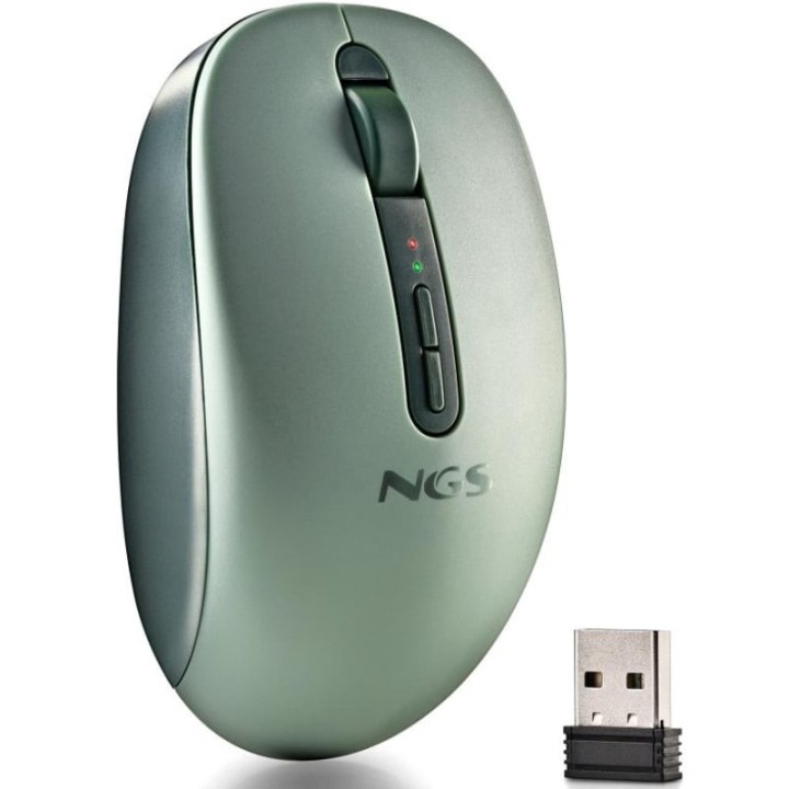 Ratón Ergonómico Inalámbrico NGS Fog Dual FOGDUALGREEN Silencioso/ Hasta 1600 DPI/ Verde