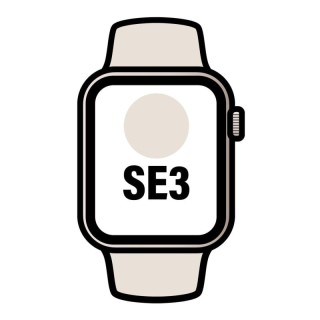 Apple Watch SE3/ GPS/ 44mm/ Caja de Aluminio Blanco Estrella/ Correa Deportiva Arena M/L